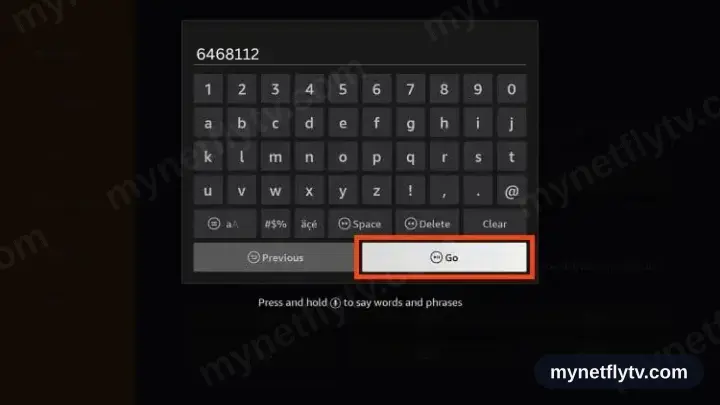 Downloader avec le code 6468112 saisi dans le champ URL